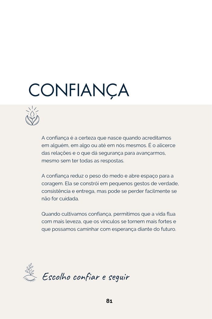 Página de abertura da experiência Confiança, com a reflexão inicial